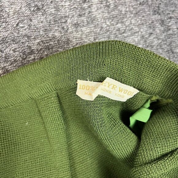 Vtg 60's St. Andrews 100% Pure Zephyr Wool Knitted Cardigan Skirt Set Green 16 - Picture 7 of 15